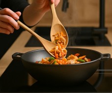 Flad støbejernspande