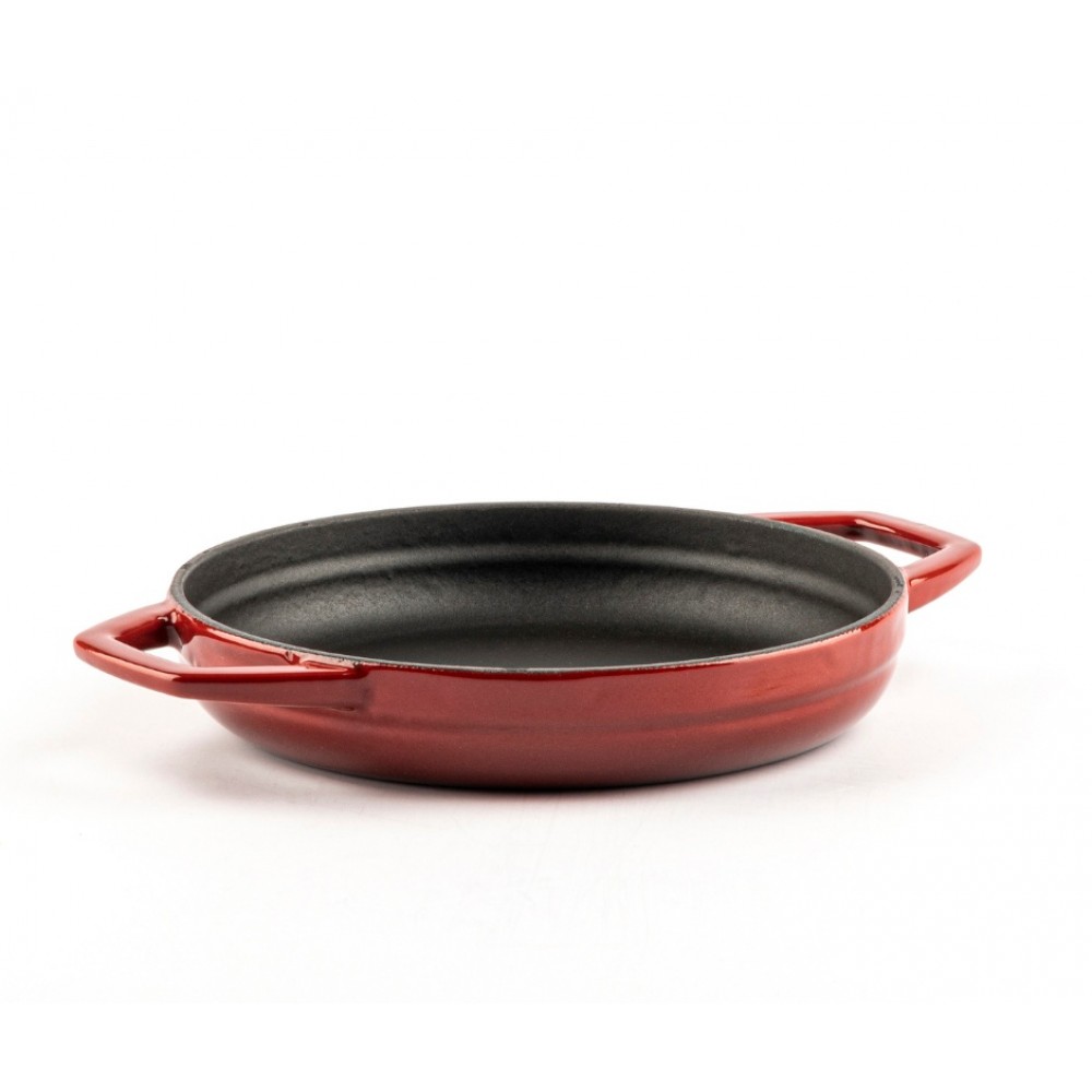 Emaljeret støbejernspande med to håndtag Hosse, Rubin, Ф19cm