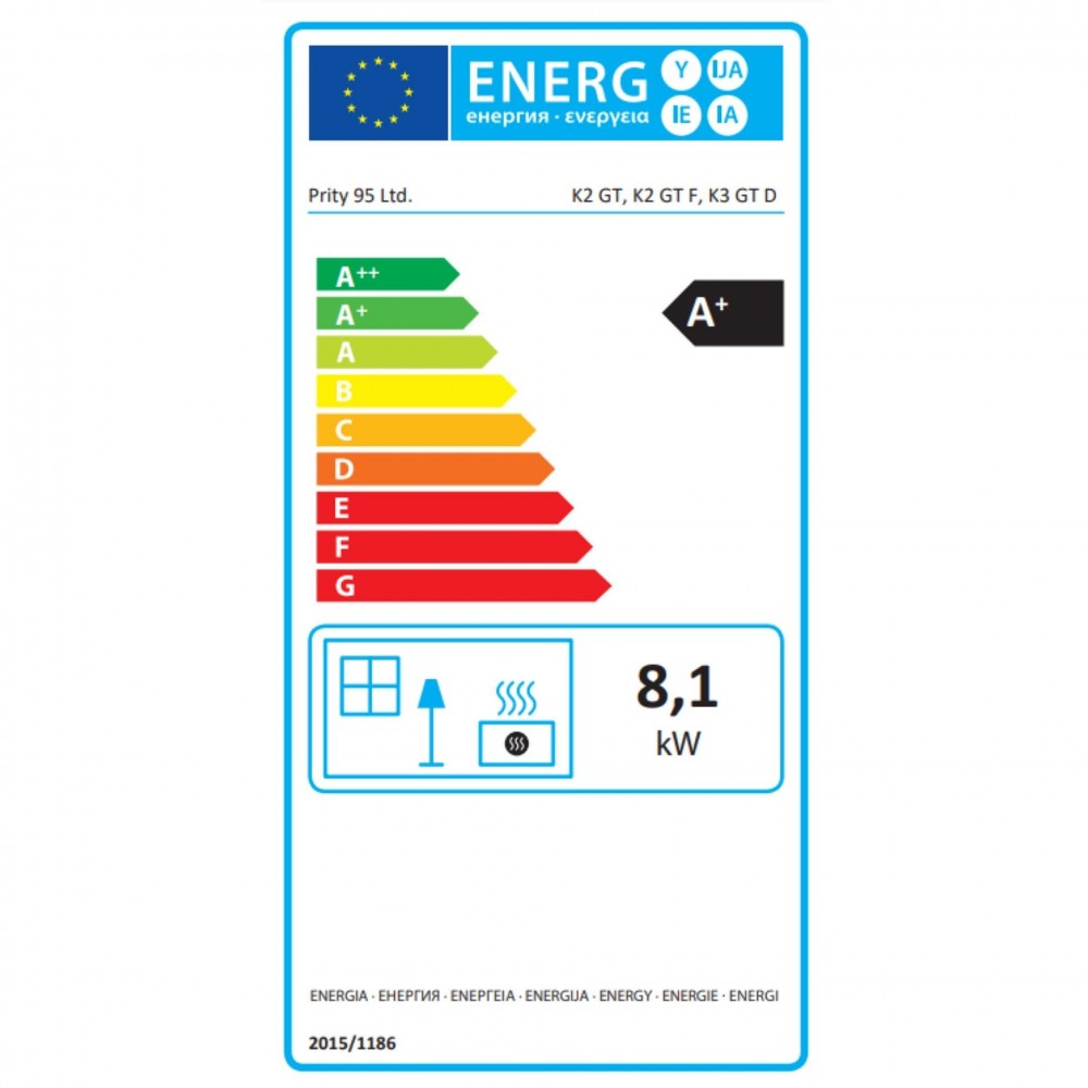 Brændeovn Prity K3 GT D Sort, 8.1 kW | Brændeovne |  |