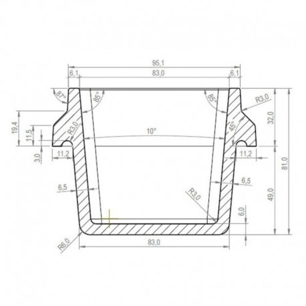 Støbejern Brændergryde til pilleovn Arce og andre, 95x70mm |  |  |