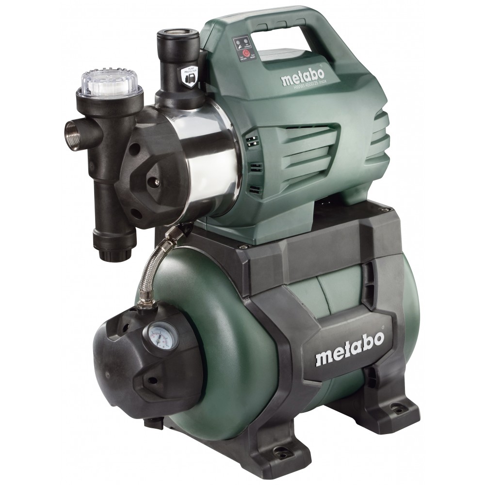 Enfaset hydroforpumpe METABO HWWI 4500/25 Inox, effekt 1300 W, flow 4500 l/t, løftehøjde 48 m, tankkapacitet 24 L | Hydrofor | Vandpumpe |