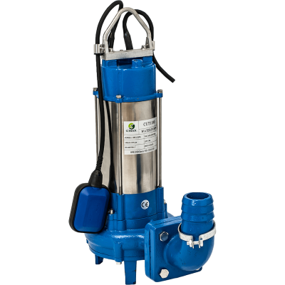 Dykbar afløbspumpe til spildevand med snitter Gmax Cut med ekstern flyder – flow 21 m³/t, effekt 1,5 kW, løftehøjde 23 m - Centralvarme
