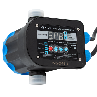 Trykstyring EPC-12 med digitalt display og justerbare grænseværdier Gmax – størrelse 1", effekt 2,2 kW, frekvens 50–60 Hz, spænding 220–240 V - Produktsammenligning
