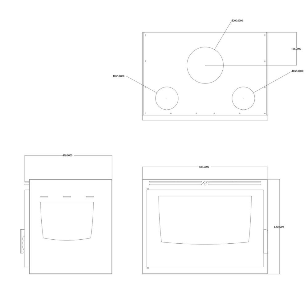 Pejs Balkan Energy ATS INSERT CORNER AIR 700, med ventilator og luftkanaler, venstre, 11.84kW | Pejseindsats | Pejse |