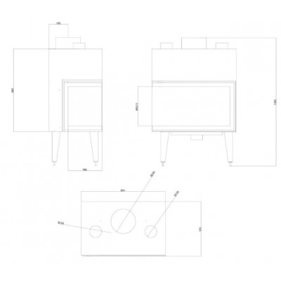 Pejs Balkan Energy ATS STABLE AIR CORNER 800, med luftkanaler, højre, 15.15kW - Pejse