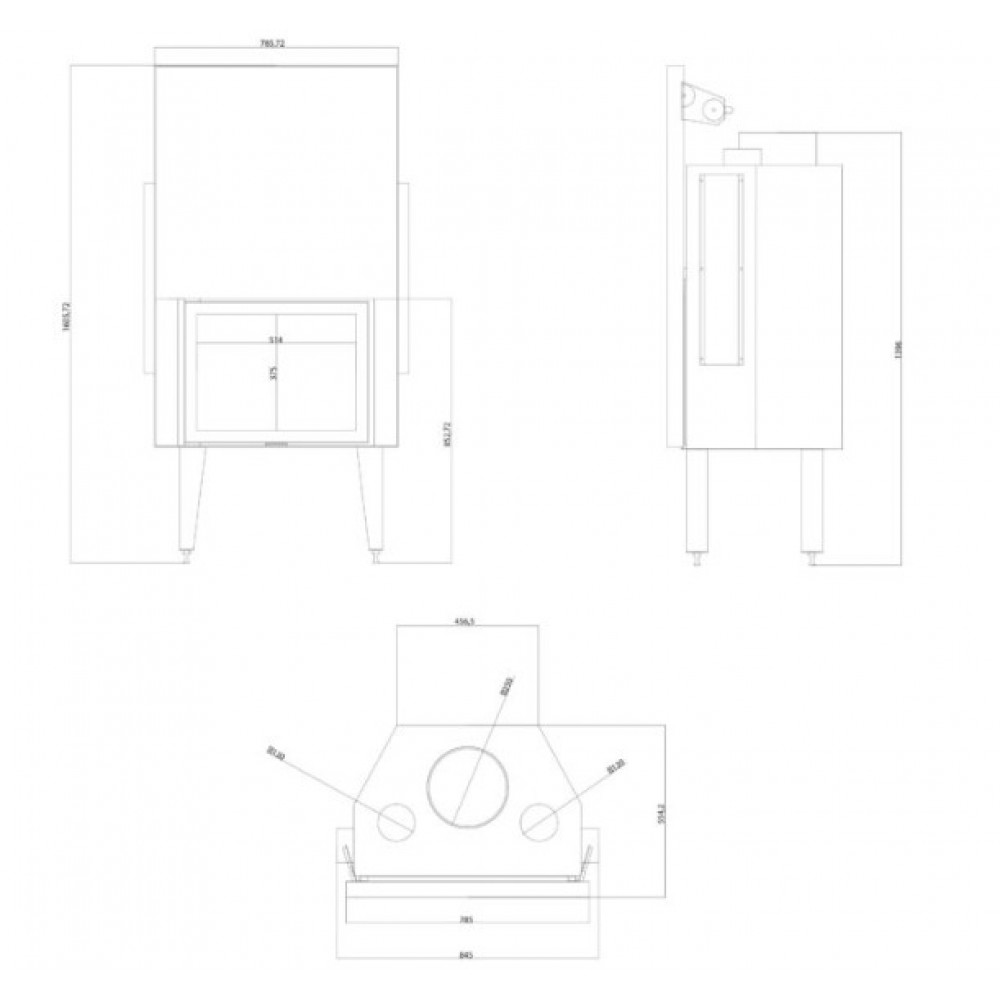Pejs Balkan Energy ATS STRAIGHT AIR 700, med luftkanaler, 14.89kW | Pejseindsats | Pejse |