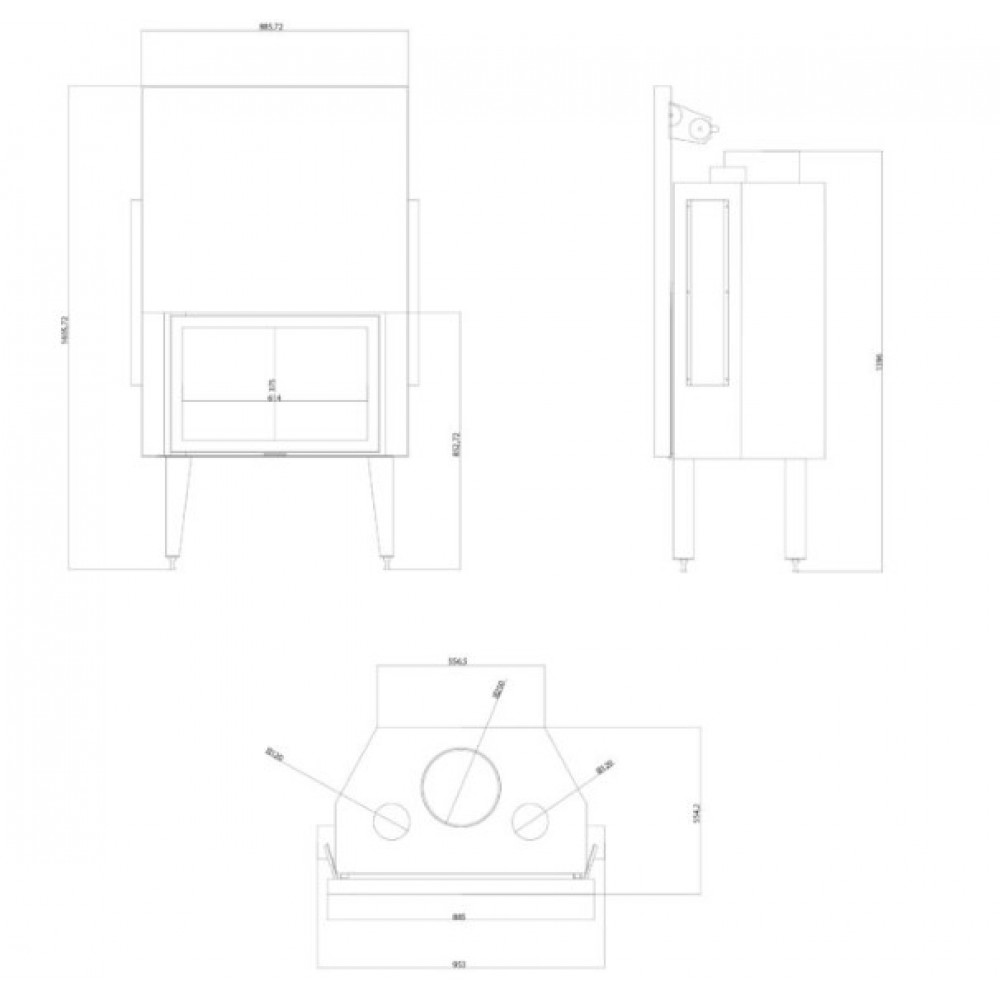 Pejs Balkan Energy ATS STRAIGHT AIR 800, med luftkanaler, 15.95kW | Pejseindsats | Pejse |