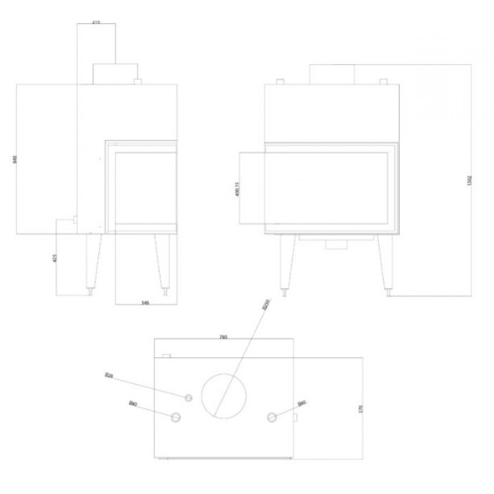 Pejs med vandtank Balkan Energy ATS STABLE HYDRO CORNER 700, højre, 19.56kW | Pejseindsats | Pejse |