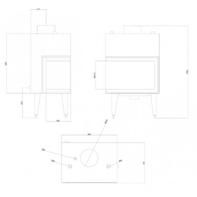 Pejs med vandtank Balkan Energy ATS STABLE HYDRO CORNER 700, højre, 19.56kW - Pejse med vandtank