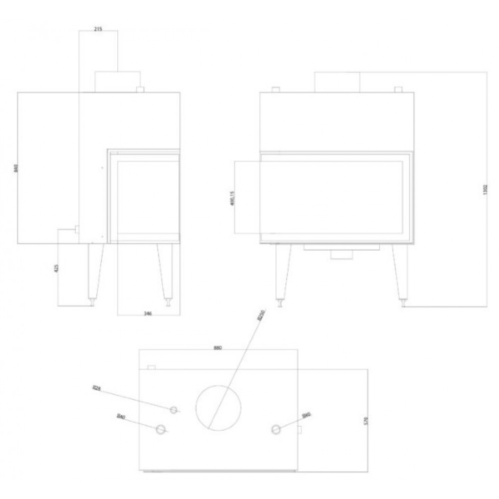 Pejs med vandtank Balkan Energy ATS STABLE HYDRO CORNER 800, højre, 24.58kW | Pejseindsats | Pejse |