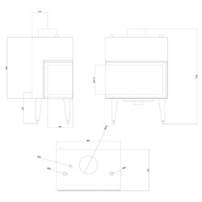 Pejs med vandtank Balkan Energy ATS STABLE HYDRO CORNER 800, højre, 24.58kW - Pejse med vandtank