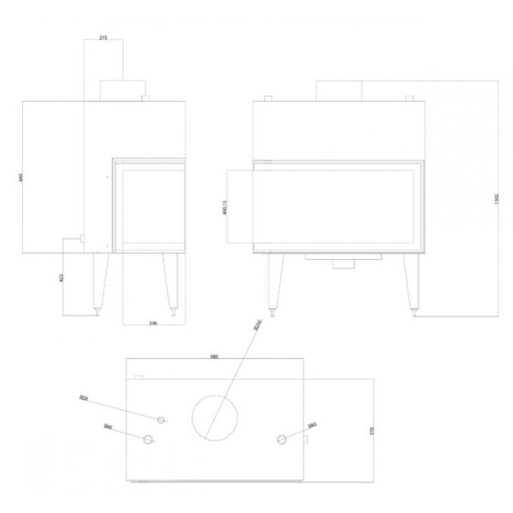 Pejs med vandtank Balkan Energy ATS STABLE HYDRO CORNER 900, højre, 27.23kW | Pejseindsats | Pejse |