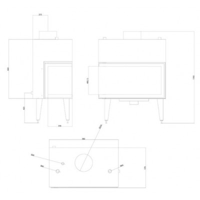 Pejs med vandtank Balkan Energy ATS STABLE HYDRO CORNER 900, højre, 27.23kW - Pejse med vandtank