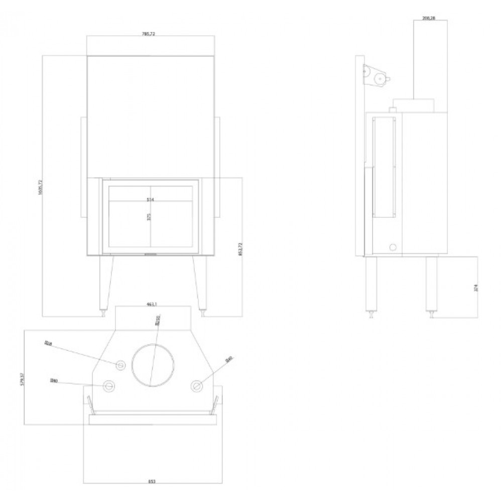 Pejs med vandtank Balkan Energy ATS STRAIGHT HYDRO 700, 24.56kW | Pejseindsats | Pejse |