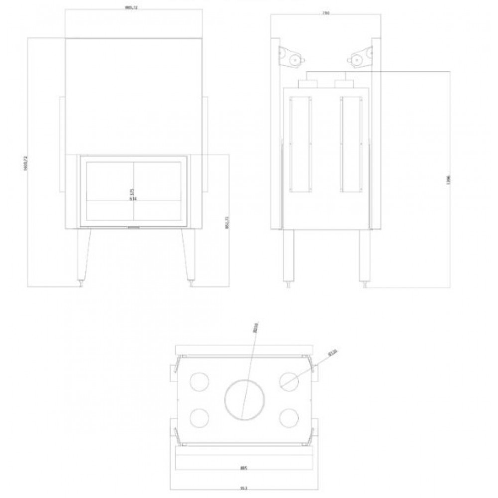Pejs Balkan Energy ATS TUNNEL AIR 800, med luftkanaler, 16.1kW | Pejseindsats | Pejse |