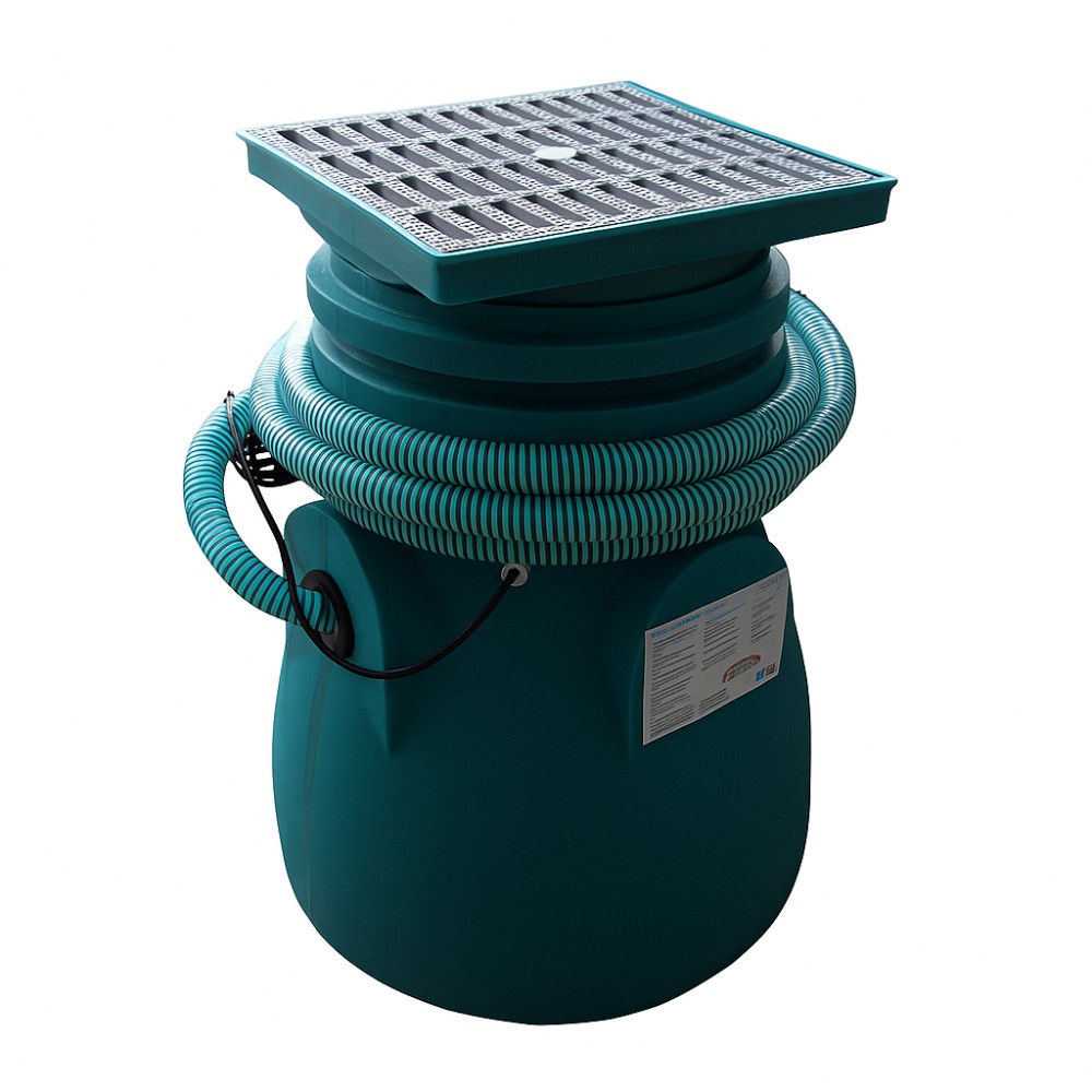 Spildevandspumpestation med TWINGO 300 pumpe, til indbygning – kapacitet 75 L, effekt 0,33 kW, flow 0,15 m³/t, løftehøjde 5,8 m |  |  |