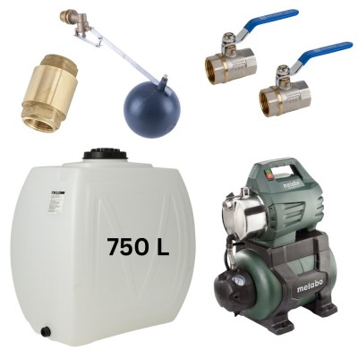 Sæt „Drikkevand 750L“ med Narrow Mavil vandtank (hvid) og Metabo hydroforpumpe - Produktsammenligning