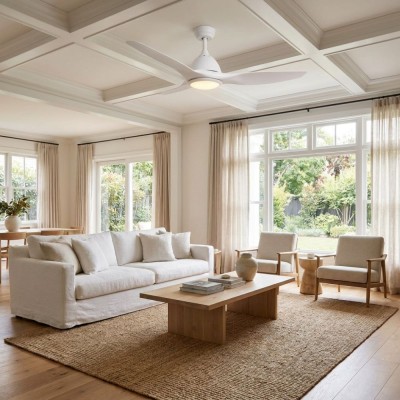 Loftsventilator med LED-belysning og fjernbetjening Balkan Energy FANKVWH20G, Ф132, DC40W - Ventilatorer