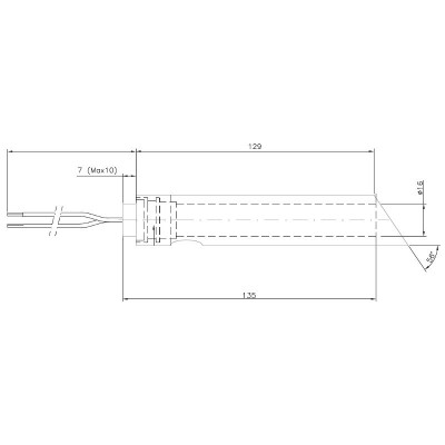 Gløderør / Eltænder-sæt med føringsrør til pilleovne Jotul, Ravelli m.fl., samlet længde 144mm, 350W - Gløderør til pilleovn