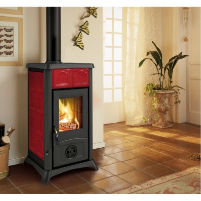 Italiensk brændeovn La Nordica Gemma, rød, 6.5kW - La Nordica