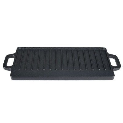Dobbelt­sidet grillplade i støbejern, 33x20 cm - Støbejernsplade