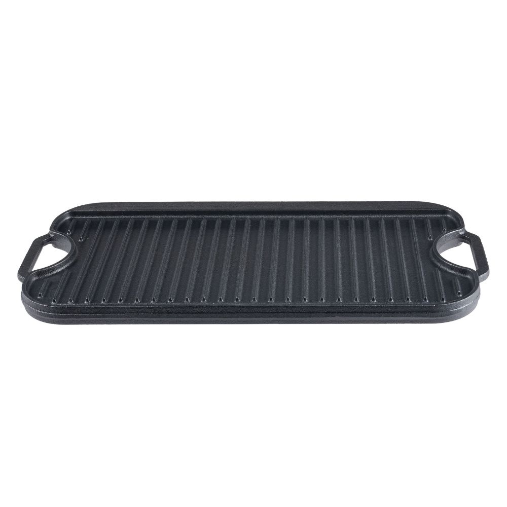 Dobbelt­sidet grillplade i støbejern, 51x26 cm |  |  |