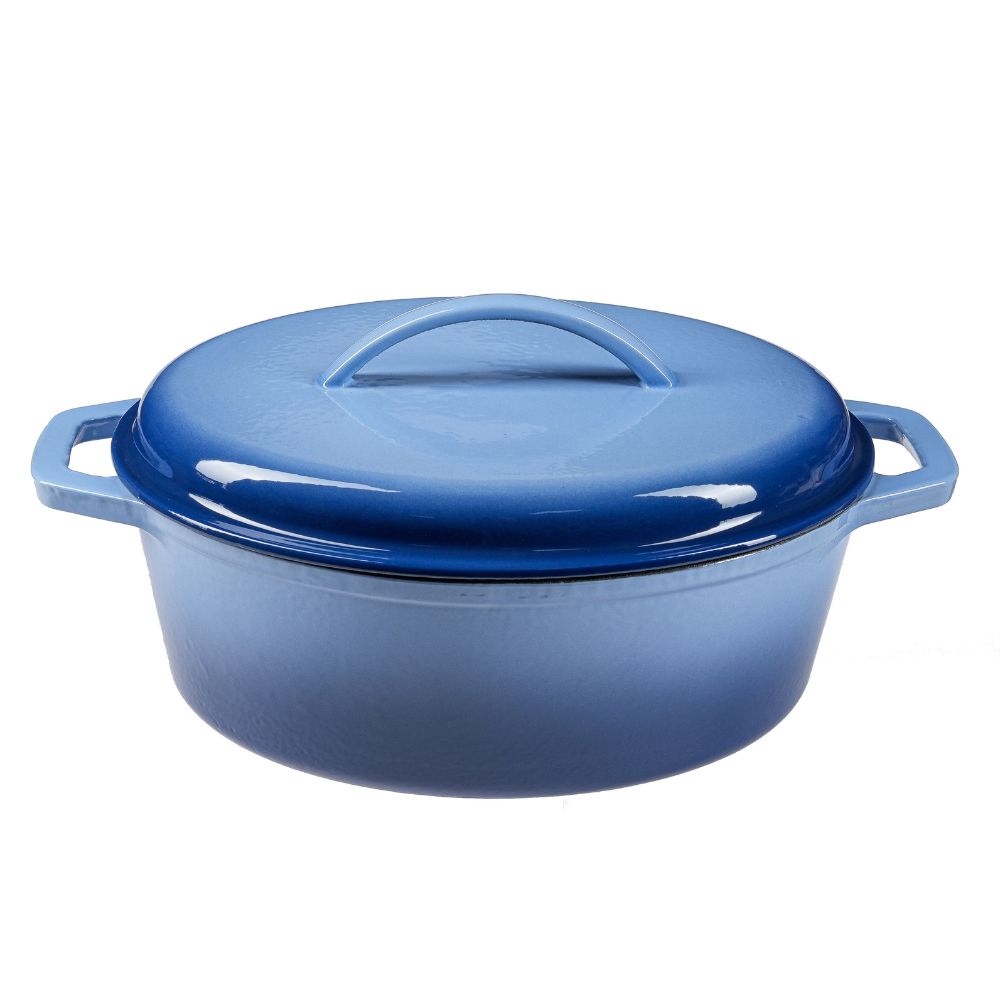 Emaljeret gryde i støbejern, blå, oval 33x27см |  |  |