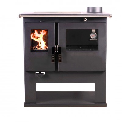 Brændekomfur Verso CS Inox Højre med ovn i rustfrit stål, 7.7kW - Brændeovne