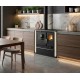 Brændekomfur Verso CS Plus med ovn i rustfrit stål og glaskeramisk kogeplade, Elfenben, Venstre, 7.7kW | Brændeovn med bageovn | Brændeovne |