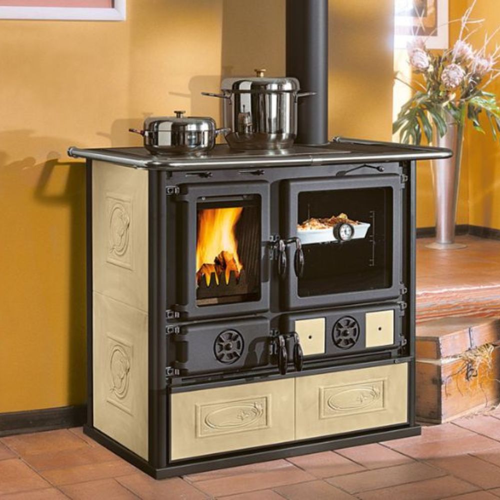 Italiensk brændefyret komfur La Nordica Rosa, ecru, 8.8kW | Brændeovne |  |