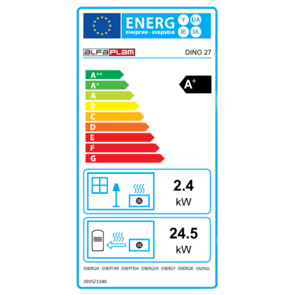 Pilleovn med vandtank / Pilleovn til centralvarme Alfa Plam Dino 27 Brun, 27kW | Pilleovne med vandtank / Pilleovne til centralvarme | Pilleovne |