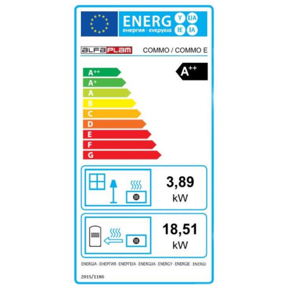 Pilleovn med vandtank / Pilleovn til centralvarme Alfa Plam Commo, 22.5kW | Pilleovne med vandtank / Pilleovne til centralvarme | Pilleovne |