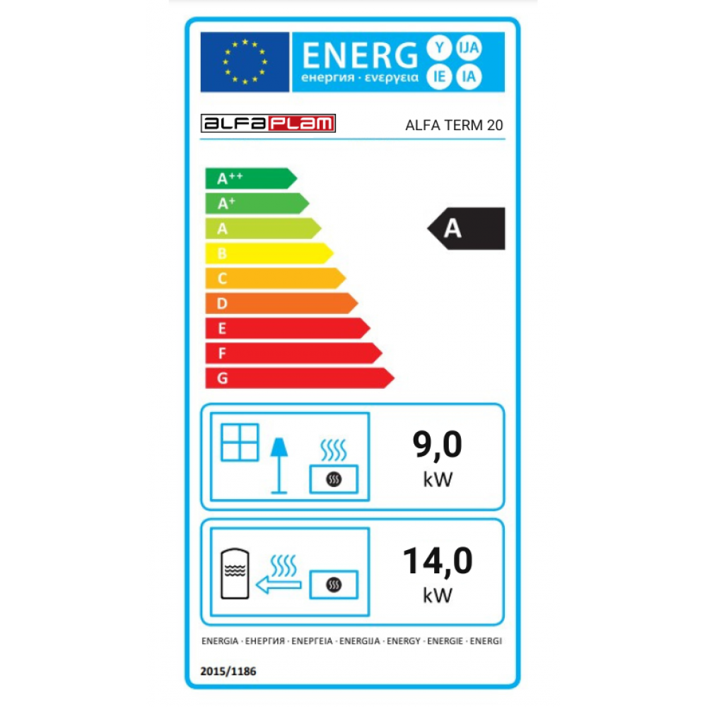 Brændekomfur med vandtank Alfa Plam Alfa Term 20, Rød, 23 kW | Brændekomfurer | Brænde |