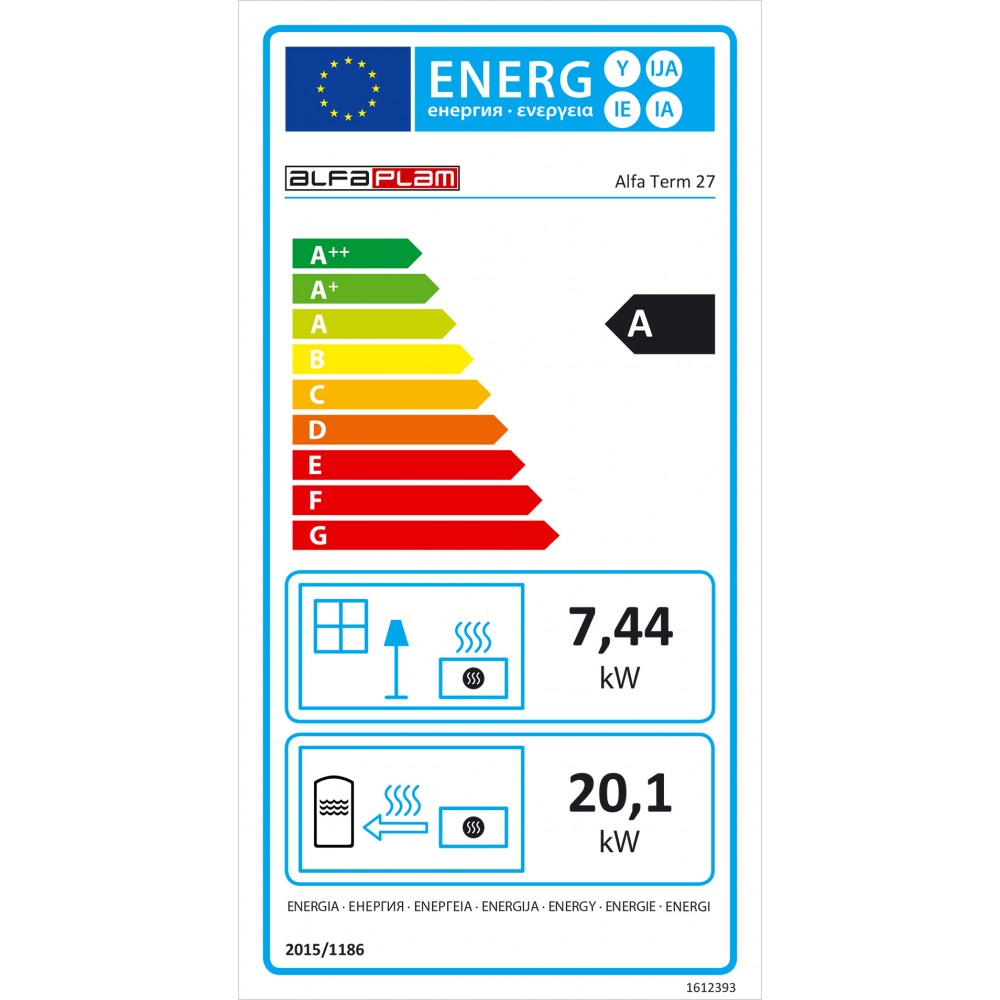 Brændekomfur med vandtank Alfa Plam Alfa Term 27, Hvid, 27.56 kW | Brændekomfurer | Brænde |