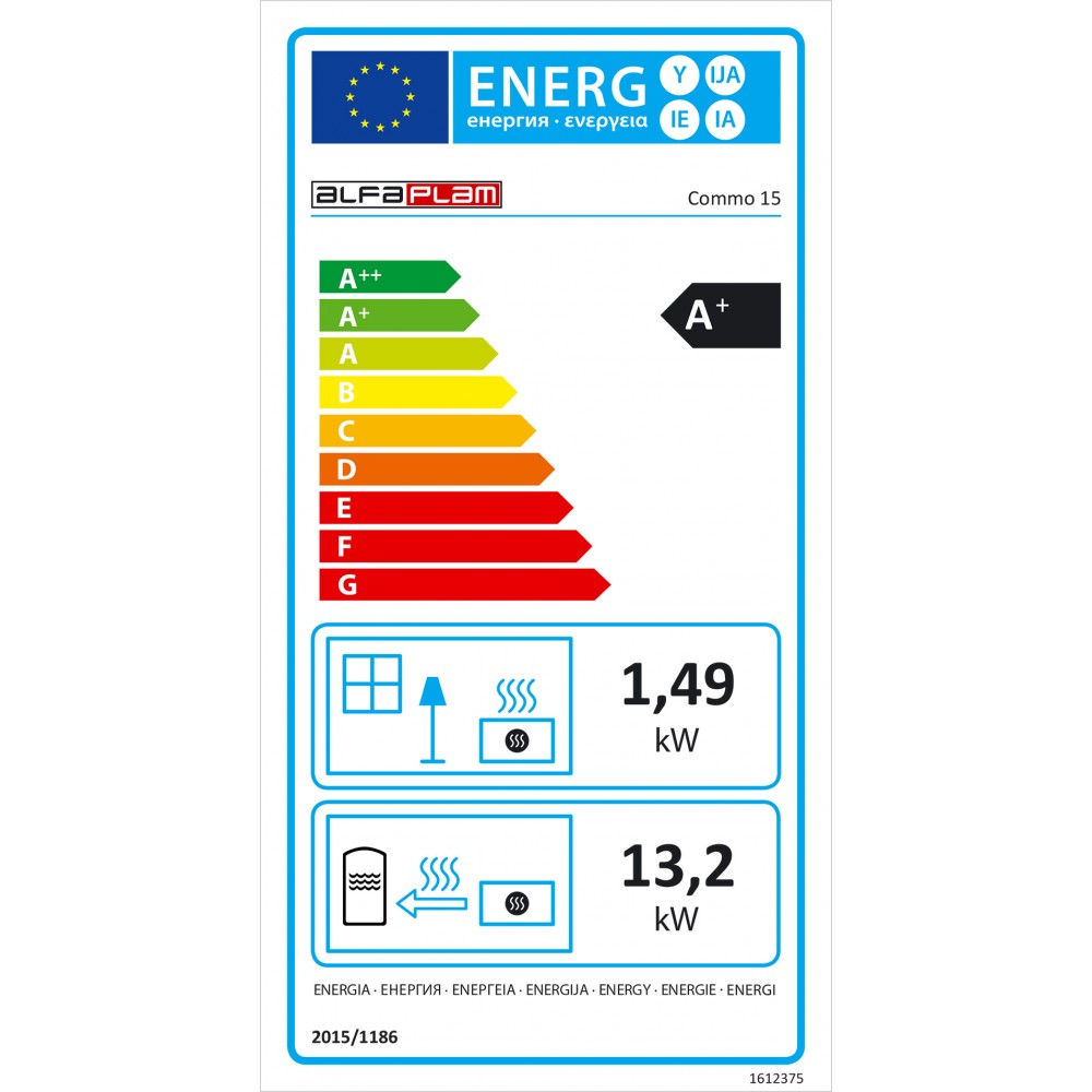 Pilleovn med vandtank / Pilleovn til centralvarme Alfa Plam Commo 15, 15kW | Pilleovne med vandtank / Pilleovne til centralvarme | Pilleovne |