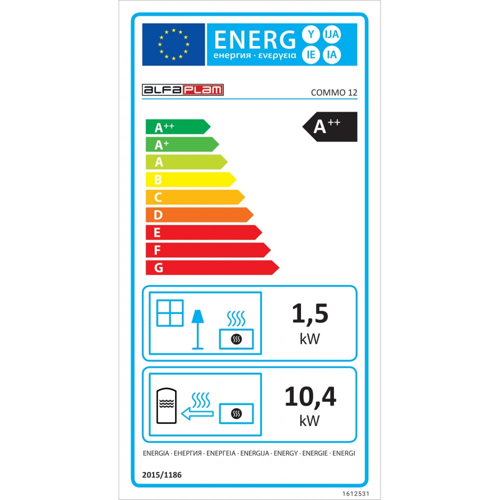 Pilleovn med vandtank / Pilleovn til centralvarme Alfa Plam Commo 12, 12kW | Pilleovne med vandtank / Pilleovne til centralvarme | Pilleovne |