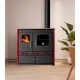 Brændekomfur Prometey Perfect Eco Lux med højre aftræk, bordeaux, 7.5kW |  |  |