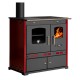 Brændekomfur Prometey Perfect Eco Lux med venstre aftræk, bordeaux, 7.5kW |  |  |