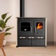 Brændekomfur Prometey Perfect Eco Lux med venstre aftræk, elfenben, 7.5kW | Brændeovn med bageovn | Brændeovne |
