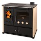 Brændekomfur Prometey Perfect Practik Lux, elfenben, højre flue, 9.5kW |  |  |