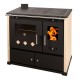 Brændekomfur Prometey Perfect Practik Lux, elfenben, venstre flue, 9.5kW |  |  |