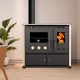 Brændekomfur Prometey Perfect Practik Lux, elfenben, venstre flue, 9.5kW |  |  |