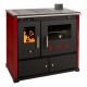 Brændekomfur Prometey Perfect Practik Lux med højre aftræk, bordeaux, 9.5kW |  |  |