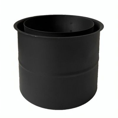 Dobbelt vægroset til skorsten MK NERO, Stål, Sort, 115mm, Ø130, Tykkelse 2mm - Skorstene