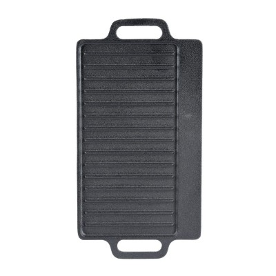 Dobbelt­sidet grillplade i støbejern, 38x23 cm - Støbejernsplade