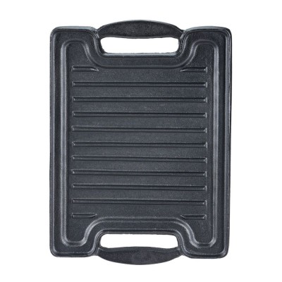 Dobbelt­sidet grillplade i støbejern, 36x25 cm - Støbejernsplade