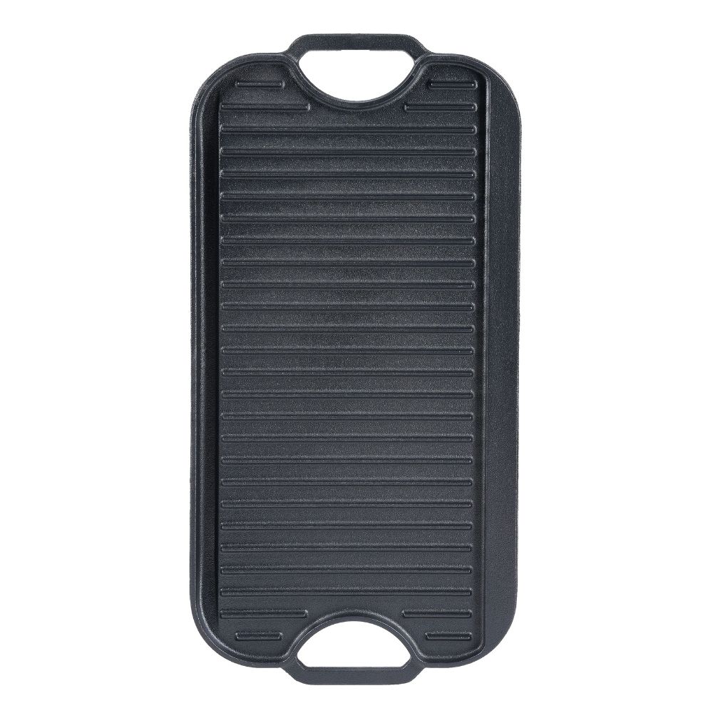 Dobbelt­sidet grillplade i støbejern, 51x26 cm |  |  |