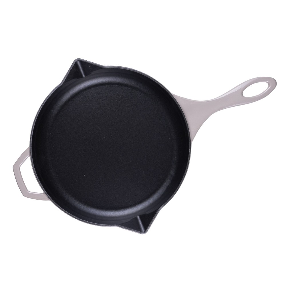 Emaljeret støbejernspande Hosse, Ivory, Ф28cm | Flad støbejernspande | Støbejernspande |