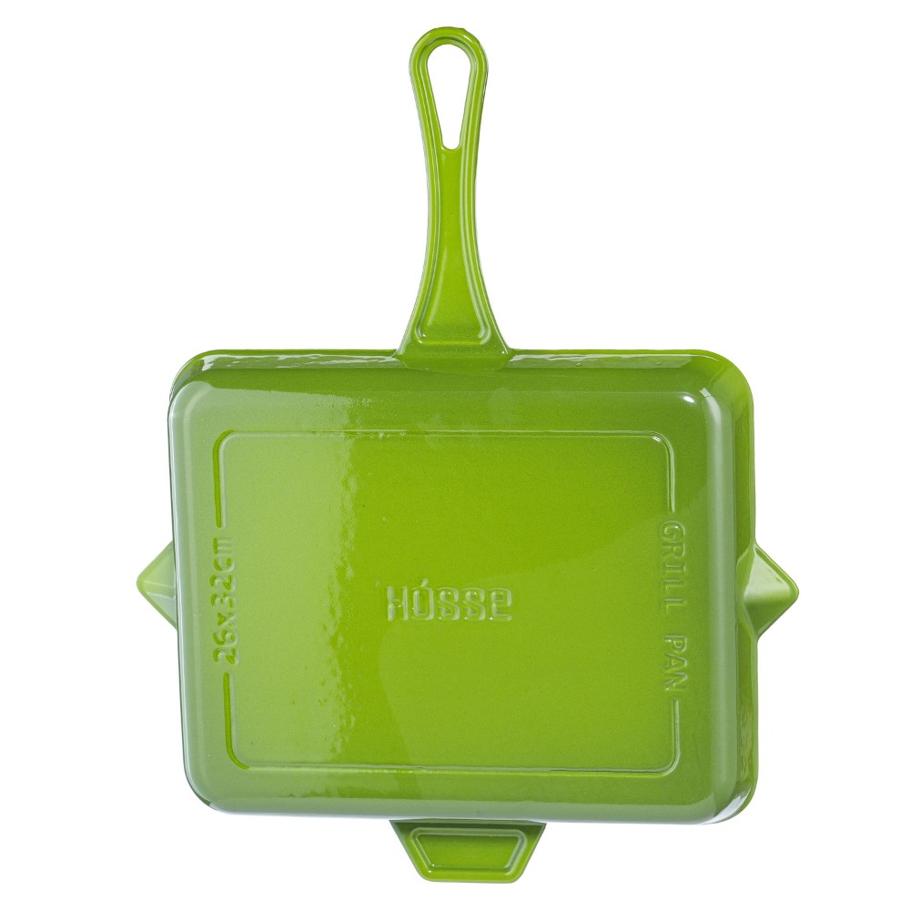 Emaljeret støbejernspande til grill Hosse, Bamboo, 26x32cm | Støbejernspande til grill | Støbejernspande |