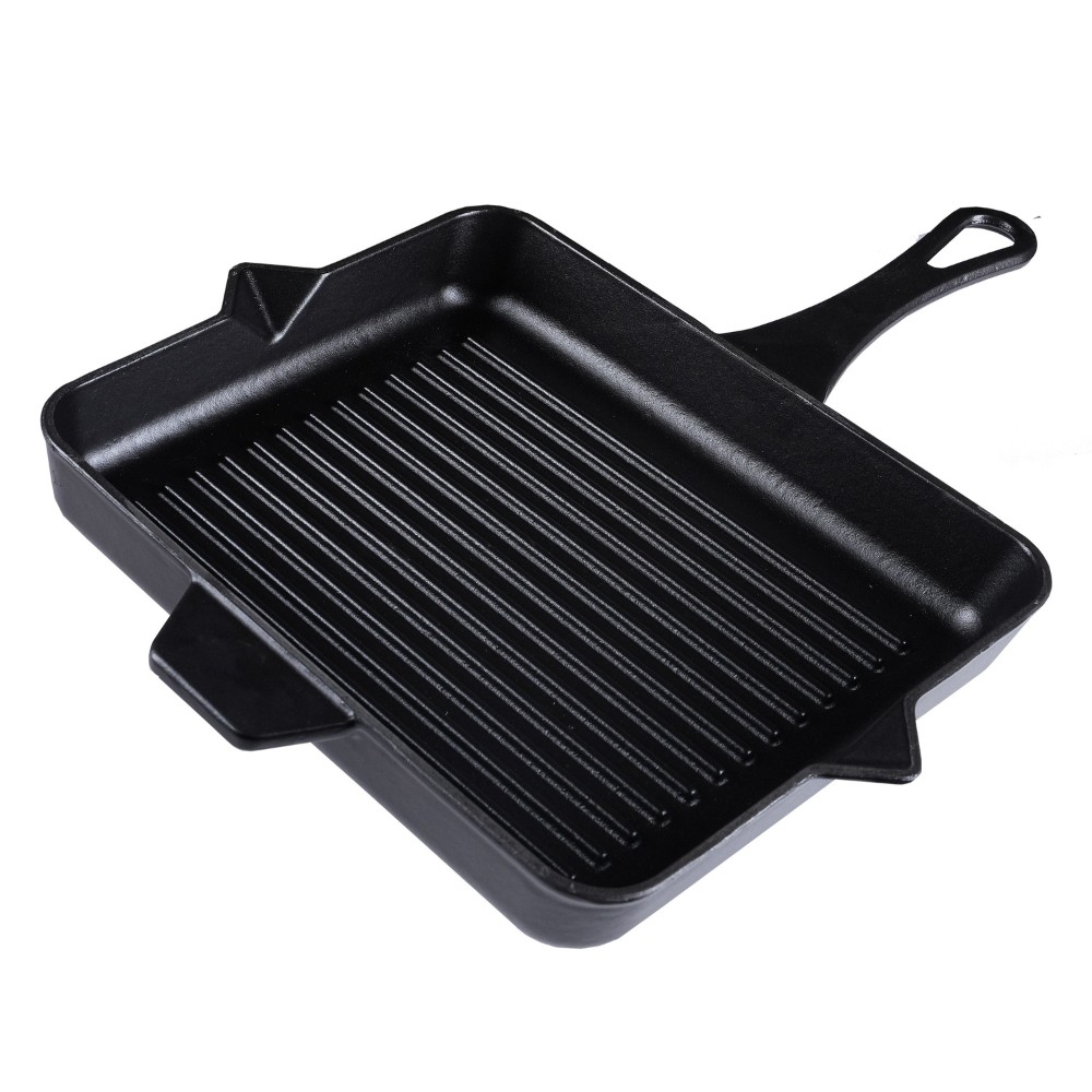 Emaljeret støbejernspande til grill Hosse, Black Onyx, 26x32cm | Støbejernspande til grill | Støbejernspande |